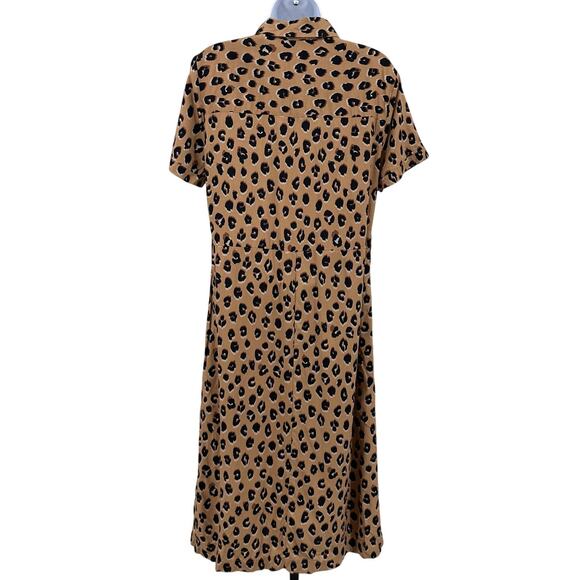 A New Day Shirtdress Brown Women S Leopard Print Short Sleeve Collared Button Up - Picture 4 of 9